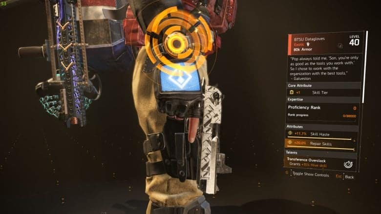 An advanced tool developed by the Black Tusk, BTSU Datagloves.