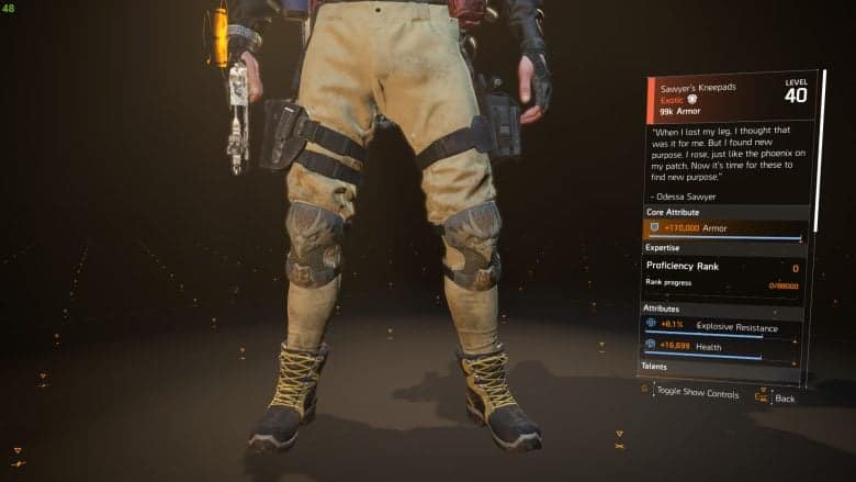 The protector's kneepads.
