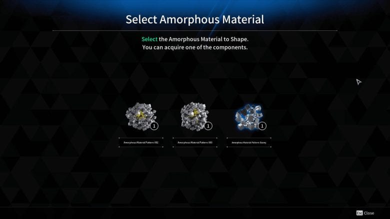 Selecting Amorphus Material to Open