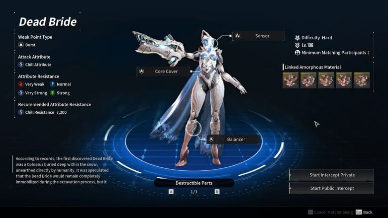 Dead Bride's Void Intercept Battle Interface.