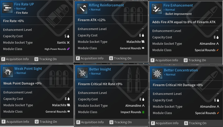 Several Weapon Modules Recommendation.