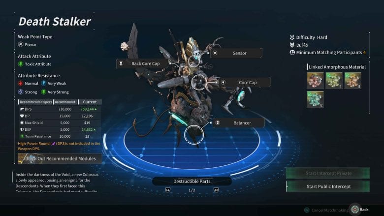 Death Stalker Boss Interface.