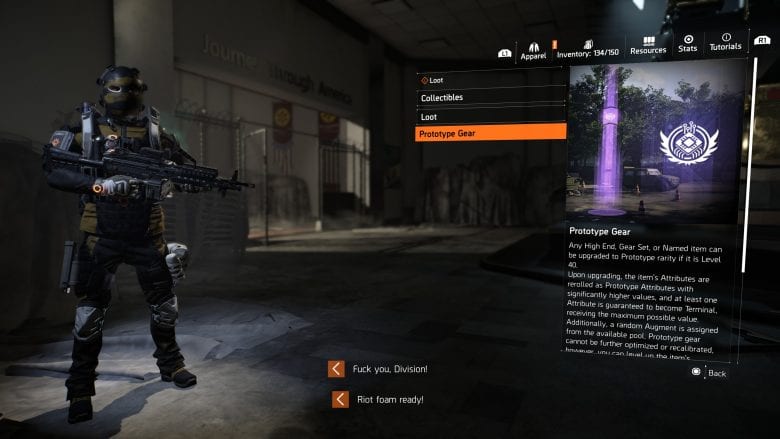 Prototype Gear in The Division 2