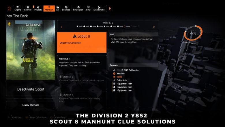 The Division 2 Y8S2 Scout 8 Manhunt Clue Solutions