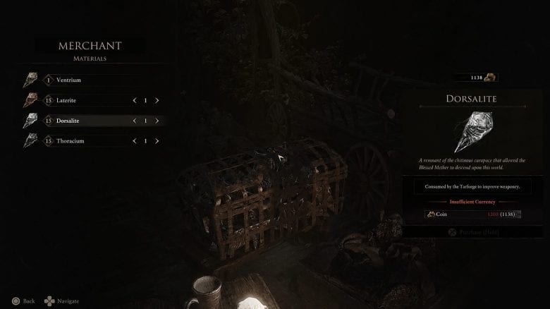 Dorsalite in Merrick's Shop