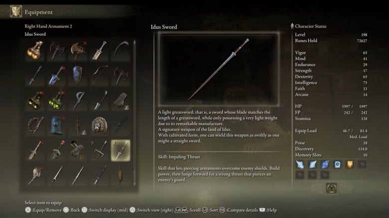 Idus Knight Build Stats